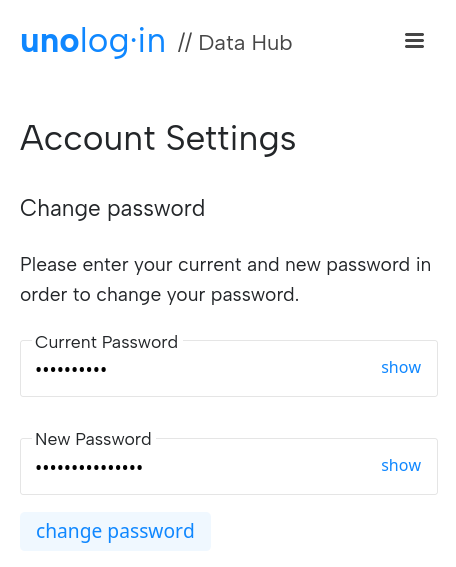 account settings dashboard
